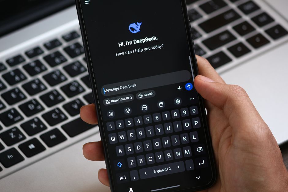 Close-up of a smartphone displaying an AI chat interface, ready for interaction.